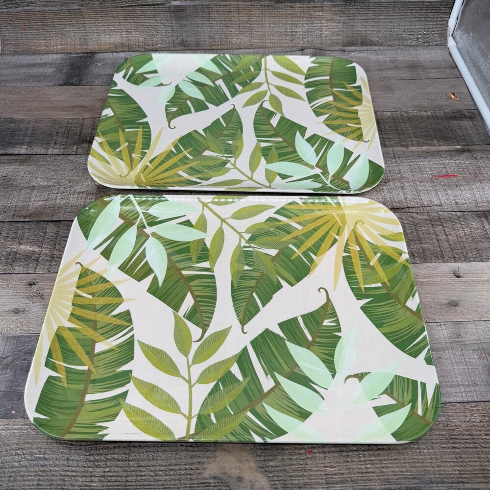 Zak Designs Green Leaves Serving Trays Plates